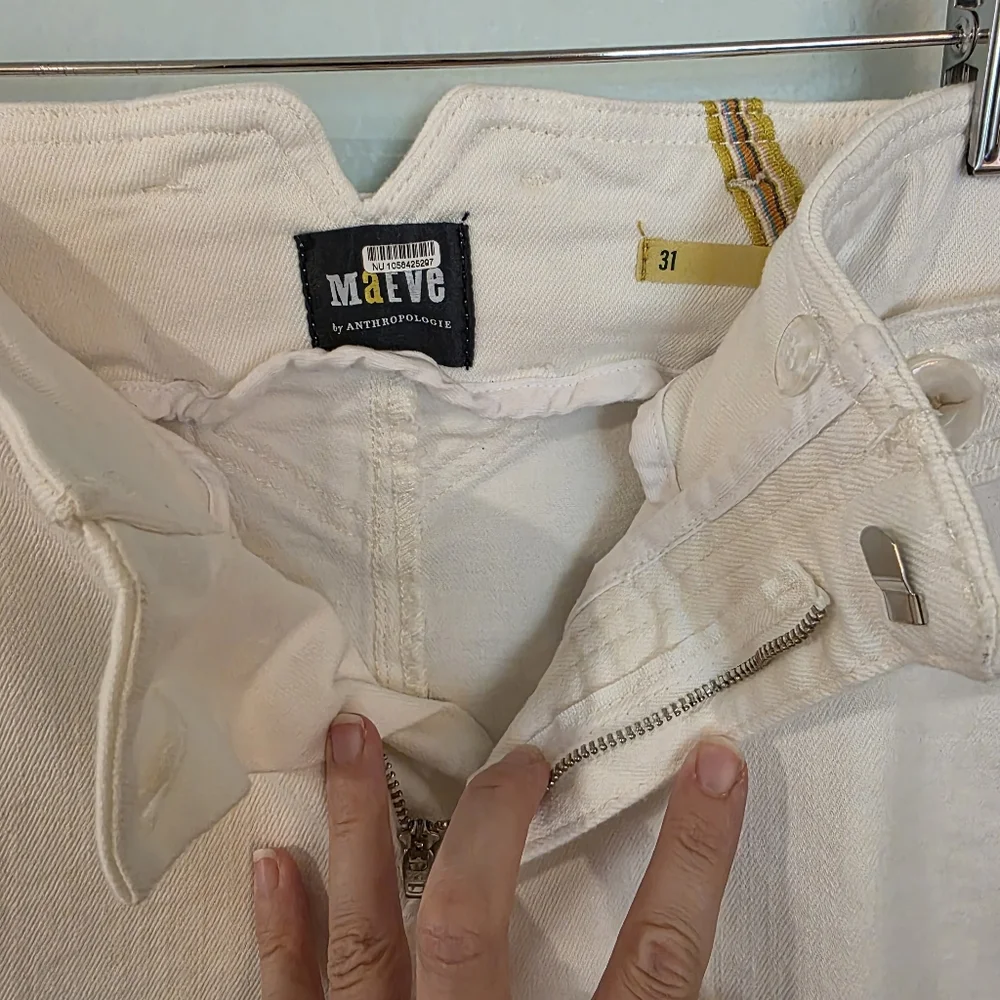 Maeve Cropped Ex High-Rise Wide-Leg Jeans In White Size 31 - Picture 6 of 8